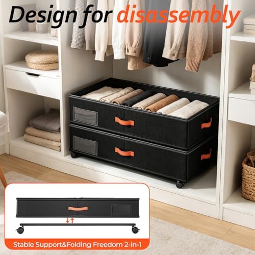66L 2-Pack ,Under Bed Storage with Wheels , 30" L x 16" W x 7.5" H - Image 7
