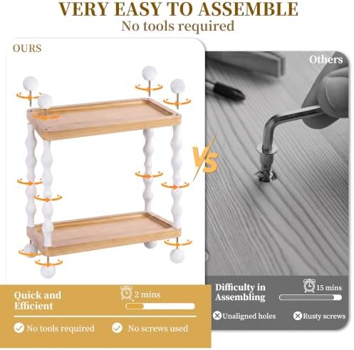 2-Tier Bathroom Counter Organizer, Retro Wood Shelf, Wood color - Image 6