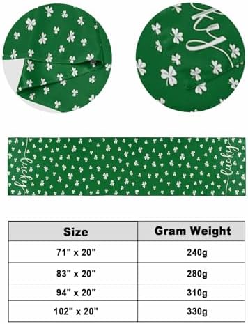 St Patrick's Day Lucky Leaves Bed Runners for Bedroom Hotel,Decorative Bedding Scarf White Shamrock on Green Bed End Blanket Bedding Runner Scarves for Queen Size Bed,94x20in - Image 6