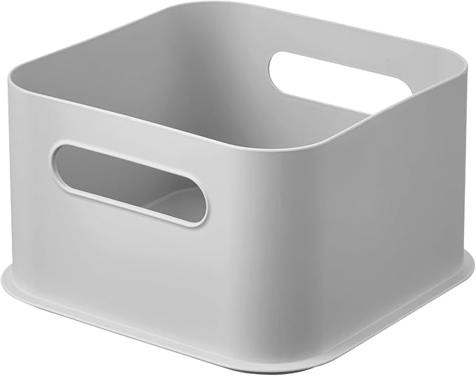 InterDesign iDesign Storage Bins with Handles - Organize Kitchen, Bathroom, or Home Office - Set of 2 - Gray