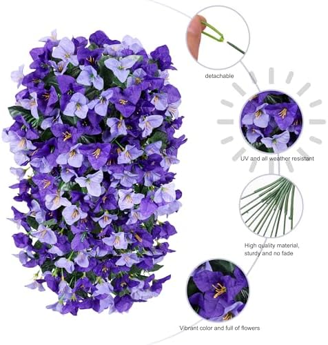 Faux Bougainvillea Artificial Flowers Plants for Outdoor Outside Decoration, 2pcs Fake Flowers Silk Long Trailing Vines UV Resistant Realistic Faux Flowers for Front Door Porch Planter Urn Yard, Mix - Image 6