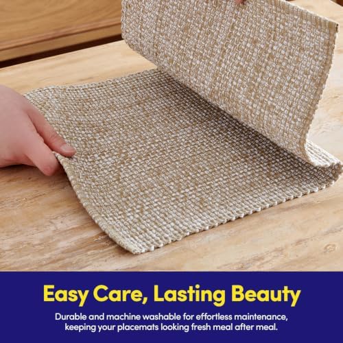 Sweet Home Collection 100% Cotton Placemats for Dining Room Rectangle Two Tone Woven Fabric 13" x 19" Soft Durable Table Mat Set, Set of 6, Taupe - Image 7