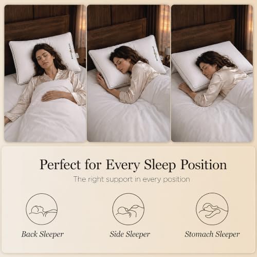 Hotel Grand Luxury Queen Pillows Set of 2 Down Alternative Gusseted Firm - Image 7