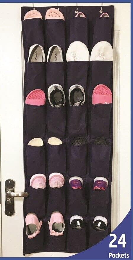 UNIWARE Space Saving Organizer (19"x58" Navy Blue 24 Pair Shoe Organizer)