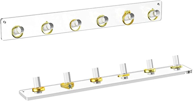 NIUBEE Wall Mounted Jewelry Stand Organizer, 2 Pack Acrylic Necklace Hanger, Bracelets Rings Bangles Display Rack,Best Gift for Girl Women