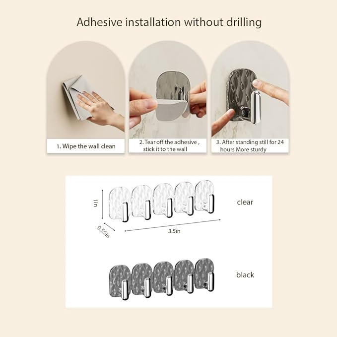 Wall Hanging Jewelry Organizer, Necklace hooks, Self adhesive Necklace Holder, Jewelry Hooks for Bracelets, Earrings and Rings (Clear-30hooks)