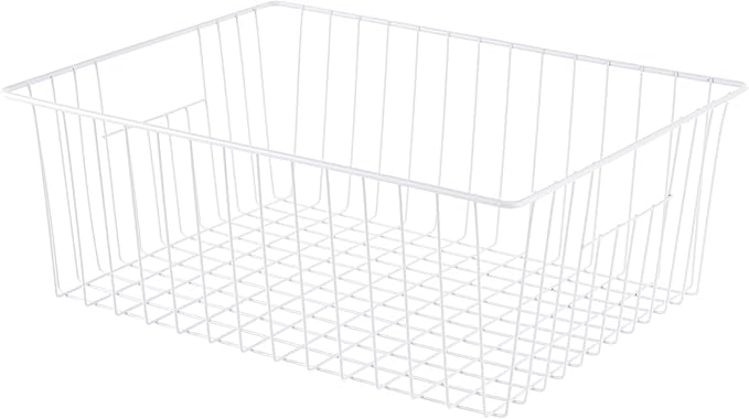 Npro 4 Pack Upright Freezer Organizer Bins - Standup Freezer Organizers Improve Air Circulation, Wire Storage Baskets, White