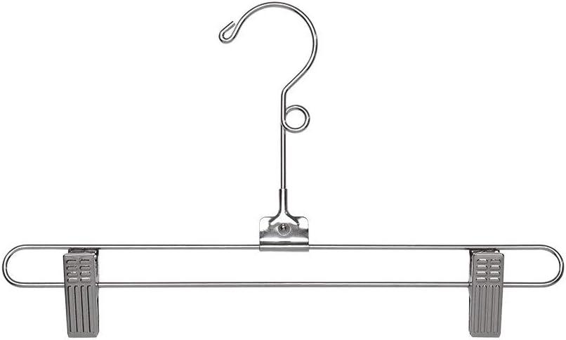 SSWBasics Pants and Skirt Hangers with Clips - 12 inch - Chrome - Pack of 20 - Chrome Clip