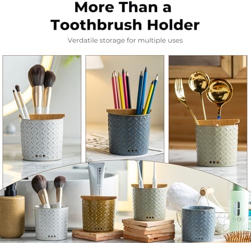 Zoeeker Toothbrush Holders, Detachable 3 Slots Ceramic Toothpaste Holder - Image 7