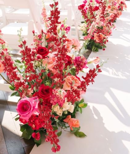 8PCS Long Stem Artificial Delphinium Flowers 33.5'' Larkspur Artificial Flower Red Silk Flowers for Tall Vase Home Wedding Table Centerpieces Decor(Red) - Image 6