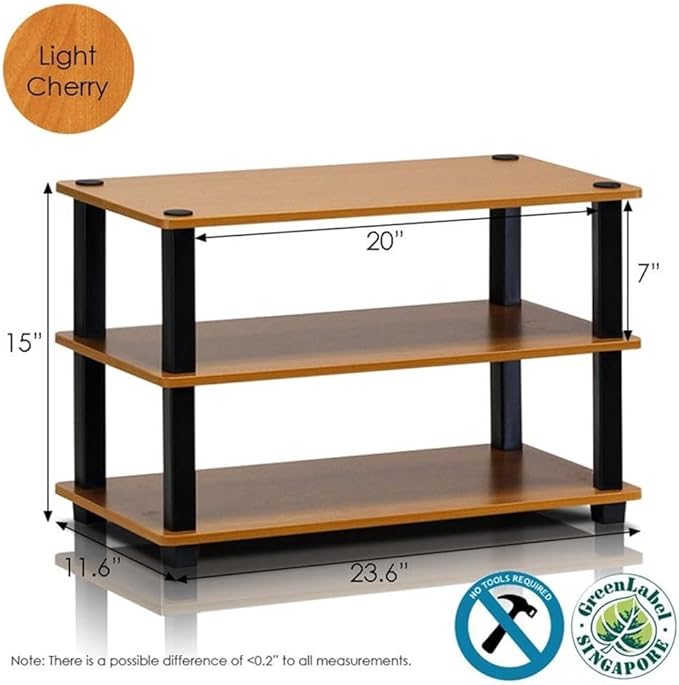Furinno Turn-S-Tube 3-Tier Shoe Rack, Light Cherry/Black