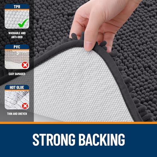 OLANLY Toilet Rugs U-Shaped 24x24, Soft Absorbent Chenille Contour Rugs - Image 6