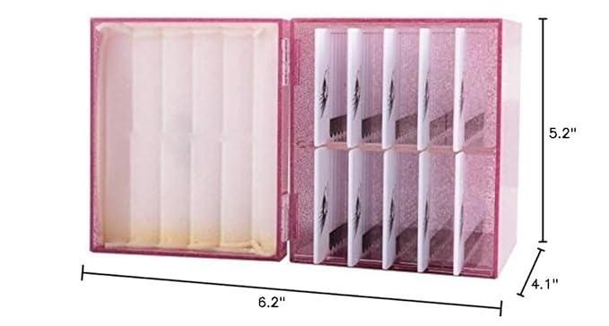 10 Layers Acrylic Eyelash Storage Box,Eyelash Holder Extension Tool,Makeup Organizer False Eyelashes Glue Pallet Holder, Grafting Eye lashes Close-Packed Display with 10 Pallets (pink)