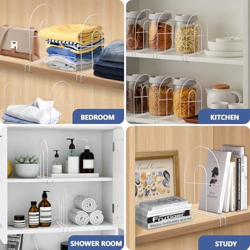 4-Pack 12" Tall Metal Shelf Dividers for Wood Closet Shelves - Image 6