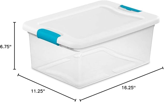 Latching Storage Box, See-Through Base, 15-Qt.