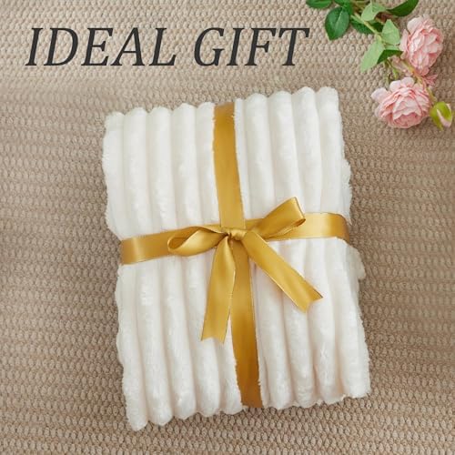 BEDELITE Ribbe Blankets Queen Size for Bed, Cream, 90"x90" - Image 6