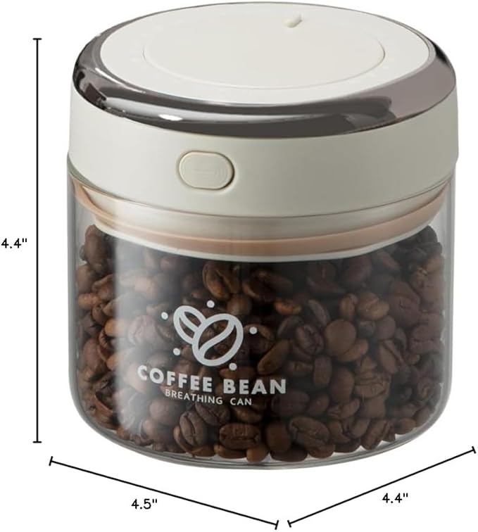 Coffee Bean Storage Container with One-way Valve Airtight Lid Date Tracker for Coffee and More Food Fresh and Storage, Clear Borosilicate Glass Coffee Canister(0.5 Qt - 6 OZ)