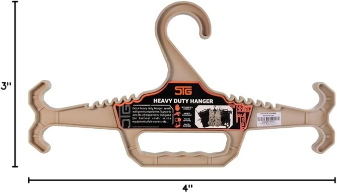 STG Heavy Duty Hanger, for Police Gear, Tactical Vest, Scuba Gear, Fishing Vest, Life Jacket, Scuba BCD and More - Tan
