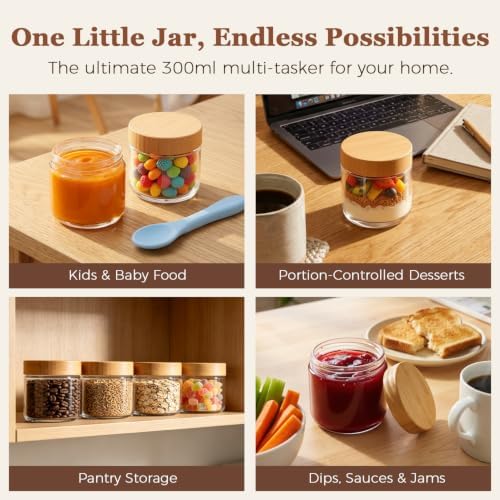 ComSaf Overnight Oats Containers with Lids 10 oz, Small Glass Jars 4 Pack - Image 6