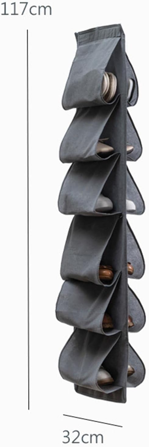 Amagogo Hanging Shoes Rack Strong Over Organizer Complete Pocket to Door Wardrobe, Grey, 35cmx25cmx1cm