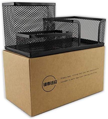 Fengtaiyuan T04, Black Metal Wire Mesh Pencil Holder, Desk Organizer (Black-T04) - Image 7