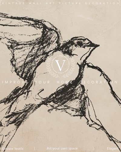 Vodefoad Vintage Barn Swallow Sketch Wall Art Decor Swallow Retriever Ink Drawing Canvas Prints Boho Neutral Line Art Farmhouse Style Wall Decor for Gallery Nursery Bedroom Bathroom Office - 8x10Inch Unframe - Image 7