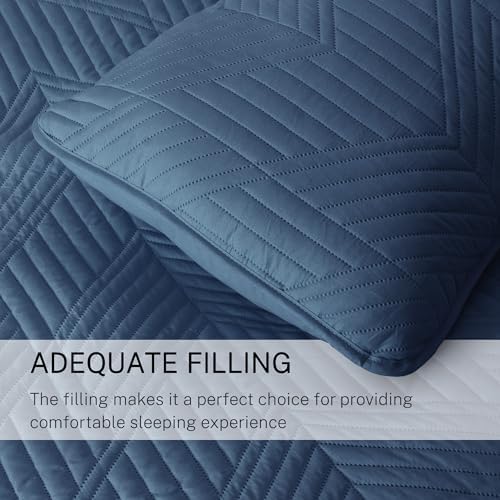 Exclusivo Mezcla Ultrasonic King Quilt Bedding Set, Navy Blue - Image 6