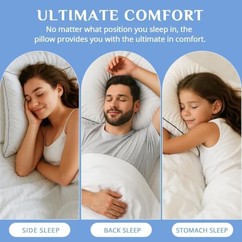 JOLLYVOGUE Pillows Queen Size Set of 4, Collection Bed Pillows for Sleeping, Hotel Quality Pillows for Side, Back and Stomach Sleepers, Soft and Supportive Oeko-Tex Certified Down Alternative Filling - Image 7