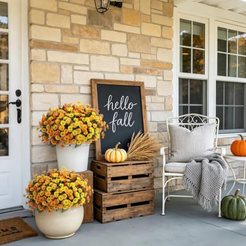 Ammyoo 12 Bundles Fake Mums Fall Artificial Flowers for Outdoor Decoration - Image 6