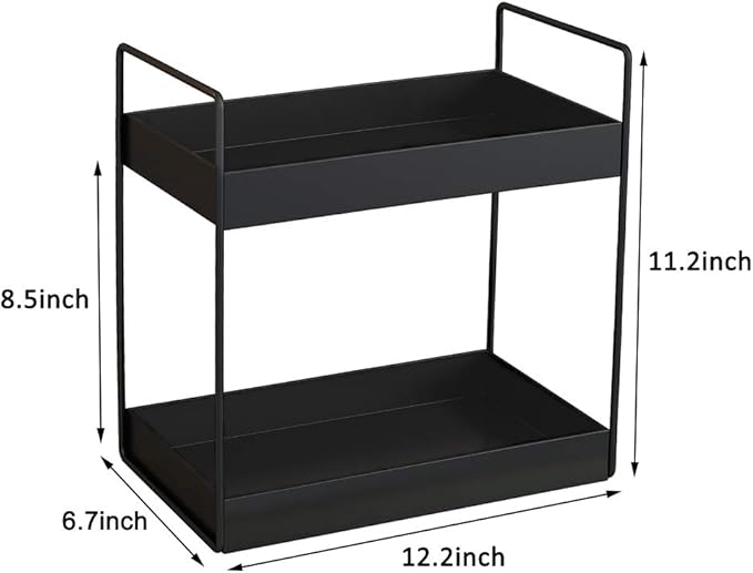2 Tier Bathroom Counter Organizer, Standing Vanity Organizer Shelf for Bathroom Storage Organization, Countertop Skincare Makeup Organizers Holder, Black