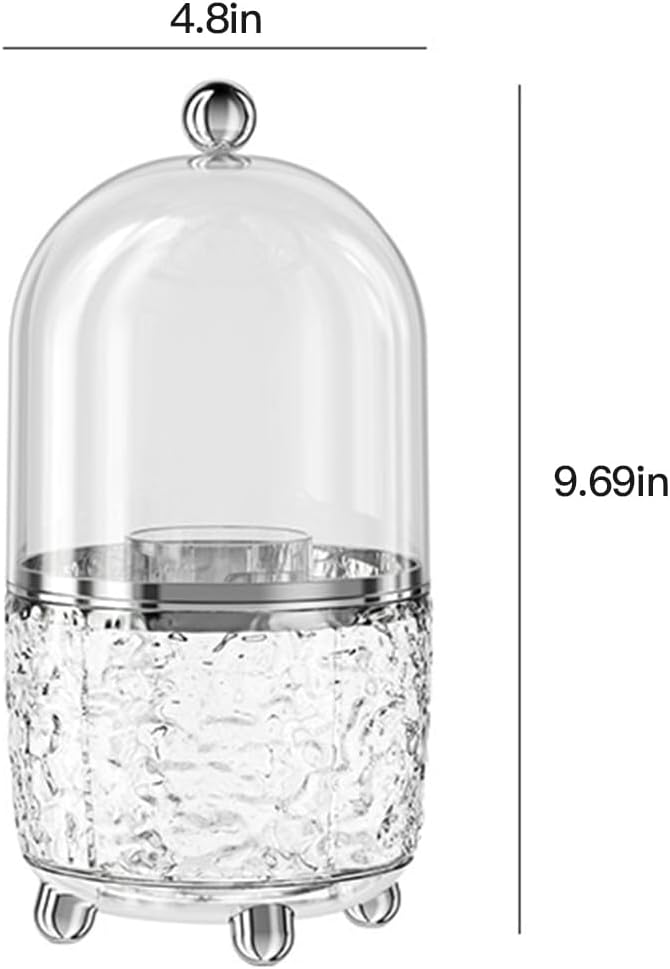 CHIRISEN 360 Rotating Makeup Brush Holder with Lid Dustproof Spinning Brush Storage for Bathroom Countertop, Cosmetic Tools Organizer with Cover for Vanity (Clear)
