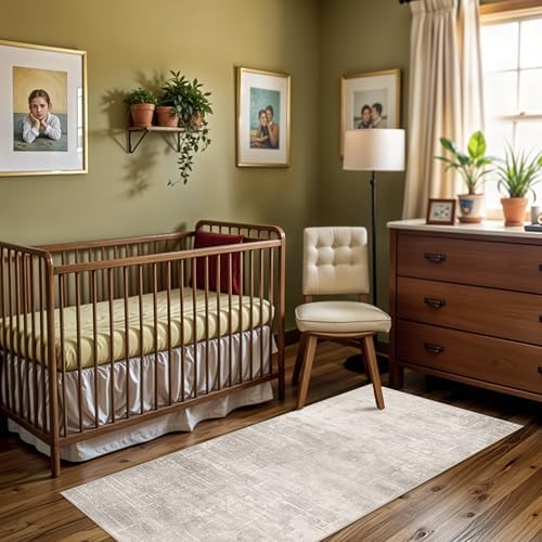 Washable 2x6 Thin Runner Rug: Abstract Soft Entryway Doormat Water-Resistan Hallway Bathroom Kitchen Carpet with Non-Slip Backing Modern Living Room Bedroom Decorative Carpet(2x6,Beige/Cream) - Image 6