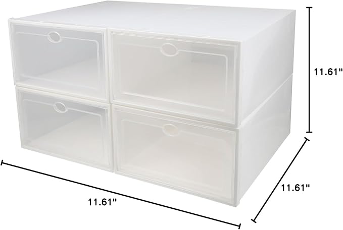 4pcs Thickened Shoe Storage Boxes with Transparent Lid Dustproof Container for Home Organization Multi-functional Shoes Holder for Women Footwear