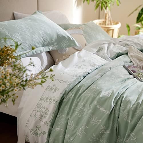 Bedsure Floral Comforter Set Cute Bedding Set King Reversible Sage Green - Image 6