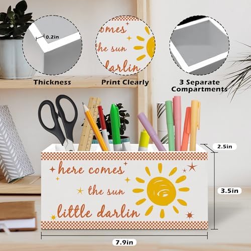 Boho Sunshine Classroom Pen Holder, Boho Office Pen Pencil Holder Organizer for Desk Accessories, Sunshine Nursery Wooden Box Desk Decor for Kids Nursery Room Classroom Desk Decorations - Image 7