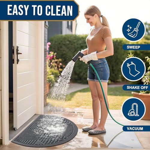 Smiry Half Circle Front Door Mat Outside Entrance, Rubber Doormat, 35x23 - Image 6