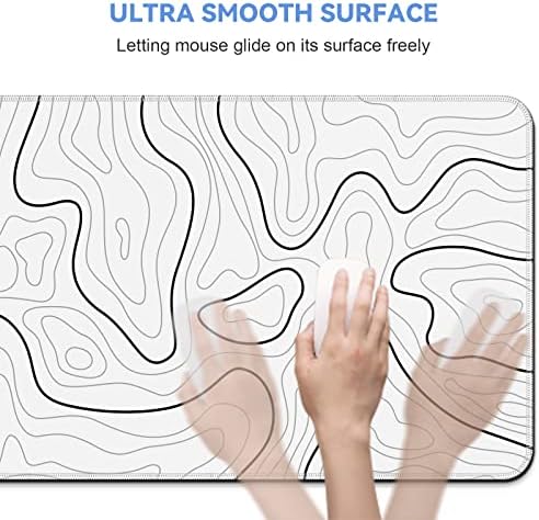 DIGSOM Mouse Pad Gaming, White with Black Topographic Line, 31.5x11.8in - Image 7