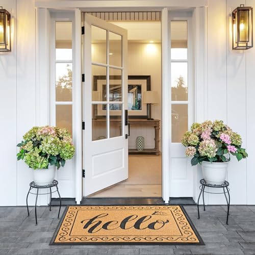 Yimobra Welcome Mats for Front Door 29.5x17, Heavy Duty Waterproof Outdoor Door Mat Outside Entrance, Non-Slip Low Profile Indoor Entryway Mat for Garage Patio, Yellow - Image 6