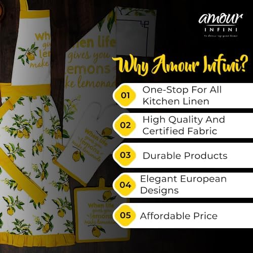 AMOUR INFINI Kitchen Apron for Women with Pockets Cotton Printed Aprons for Baking, Gardening, Painting Reusable and Washable (27.5 x 33 Inches - Citrus Splash) - Image 5