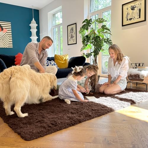 OLANLY 2x4 Machine Washable Runner Rugs for Hallway, Soft Fluffy Shaggy Bedside Rugs for Bedroom, Living Room, Indoor Floor Carpet for Kids Girls and Boys, Nursery Rooms, Home Decor Aesthetic, Coffee - Image 6
