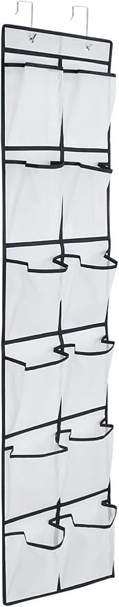 GOMAJI 12 Large Pockets Over Door Hanging Shoe Organizer, White