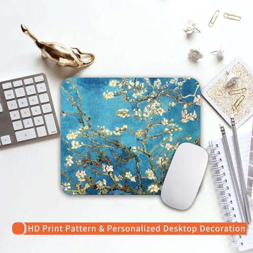 Square Mouse Pad Apricot Flower, Personalized Premium-Textured Custom Mouse Mat Design, Washable Mousepad Cloth, Non-Slip Rubber Base Computer Mouse Pads for Wireless Mouse - Image 6