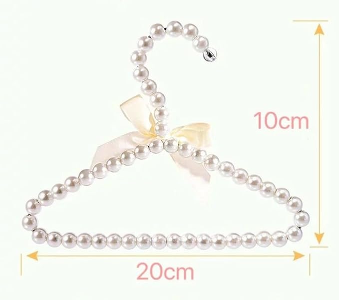 2Pcs Fashion Plastic Pearl Bow Clothes Clothing Hanger Hangers for Kids Children Pet Dog Faux Pearl Bow Clothes Hangers Plastic Pearl Beaded Bow Clothes Dress Coat Hanger