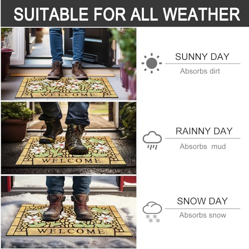 CHICHIC Welcome Door Mat 24 x 36 Inch Front Doormat Outdoors for Home Entrance Outdoors Mat for Outside Entry Way Doormat Entry Rugs, Heavy Duty Non Slip Rubber Back Low Profile, Dragonfly - Image 6