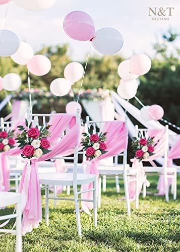 N&T NIETING Artificial Flowers, Hot Pink Artificial Roses, 50pcs Fake Flowers with Stem for DIY Wedding Bouquets Centerpieces Bridal Baby Shower Party Home Arrangement Decoration - Image 6