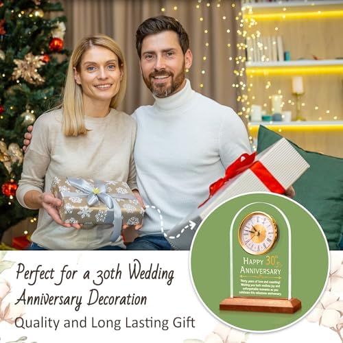 OkiyiD 30th Anniversary Wedding Gifts for Couples, 30 Years of Marriage, Light Up Anniversary Quartz Clock with LED Wooden Base for Home Decor,30th Wedding for Husband Wife, Parents - Image 6