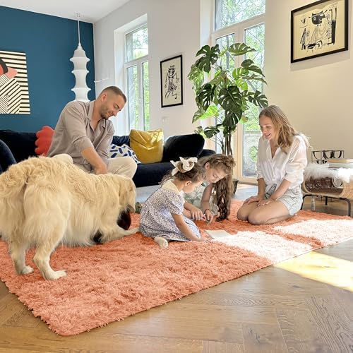 OLANLY 2x4 Machine Washable Runner Rugs for Hallway, Soft Fluffy Shaggy Bedside Rugs for Bedroom, Living Room, Indoor Floor Carpet for Kids Girls and Boys, Home Decor Aesthetic, Muted Orange - Image 7