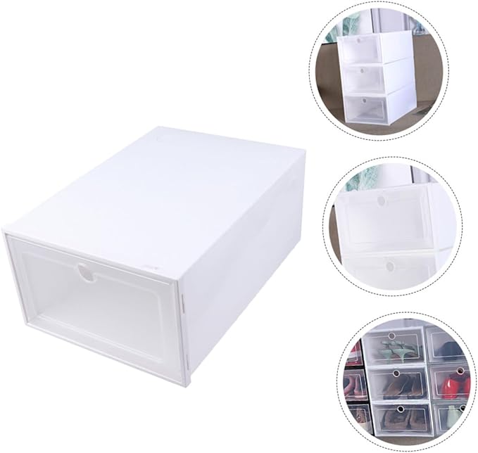 6pcs Transparent Stackable Shoe Boxes Drawer Type Superimposed Shoes Container Space-saving Plastic Organizer for Men