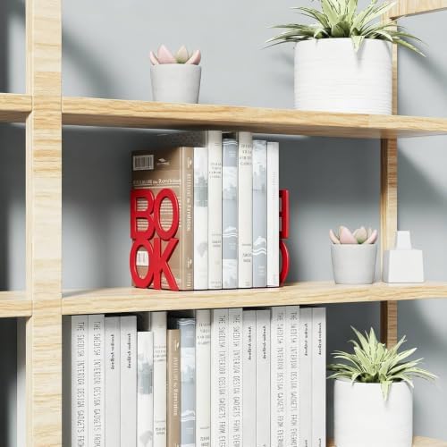 Book Ends Red 2 Pair Metal BookEnds for Bookrack Desk,Books - Image 6