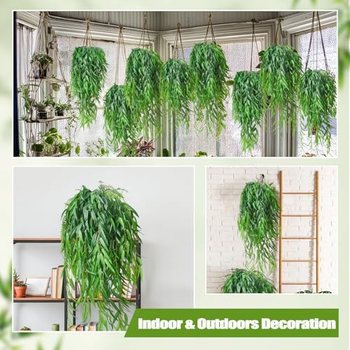 Daifunli Artificial Hanging Plants Fake Hanging Ferns Plastic Faux Plants for Wall Room Garden Garland Indoor Outdoor Decor No Basket (8 Pcs,Willow) - Image 6
